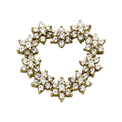 14K White Gold Round Diamond Floral Heart Pendant 3.50ct 2 14K White Gold Round Diamond Floral Heart Pendant 3.50ct - Image 2