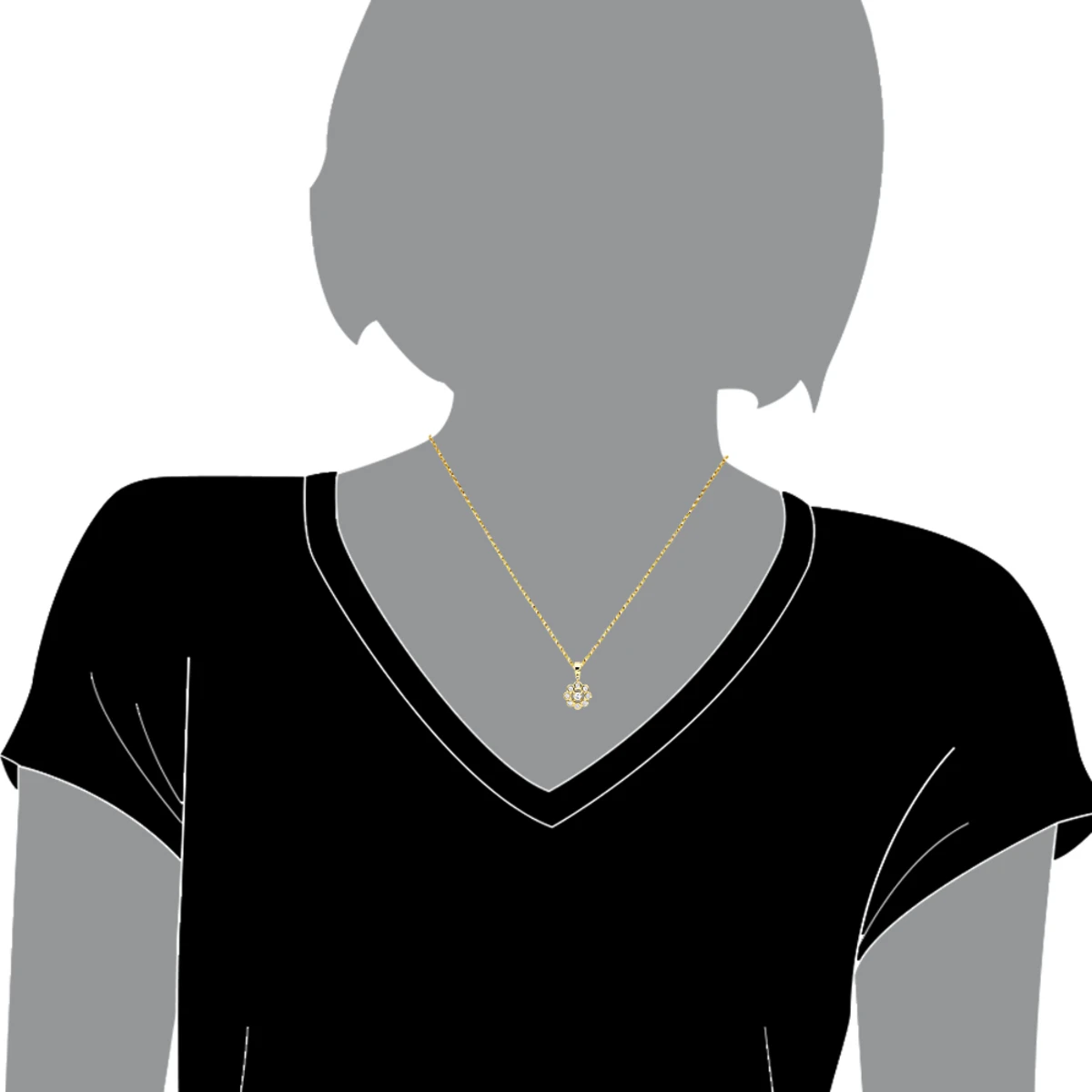 14K Yellow Gold Round Diamond Flower Pendant For Women 9 Stones 0.34ct 5 14K Yellow Gold Round Diamond Flower Pendant For Women 9 Stones 0.34ct - Image 5