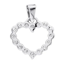 14K White Gold Round Diamond Heart Necklace 0.48ct -Borcely Jewelry Sales 14k gold round diamond heart necklace 048ct p 27741 backwh