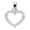 14K White Gold Round Diamond Heart Necklace 0.48ct