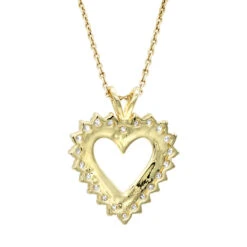 14K Yellow Gold Round Diamond Heart Necklace 1.76ct -Borcely Jewelry Sales 14k gold round diamond heart necklace 176ct p 27748 backye
