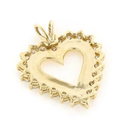 14K Yellow Gold Round Diamond Heart Necklace 2.64ct -Borcely Jewelry Sales 14k gold round diamond heart necklace 264ct p 27747 backye