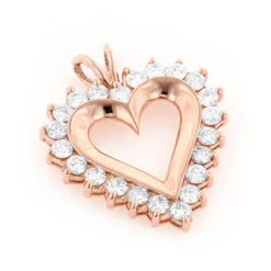 14K Yellow Gold Round Diamond Heart Necklace 2.64ct -Borcely Jewelry Sales 14k gold round diamond heart necklace 264ct p 27747 ro