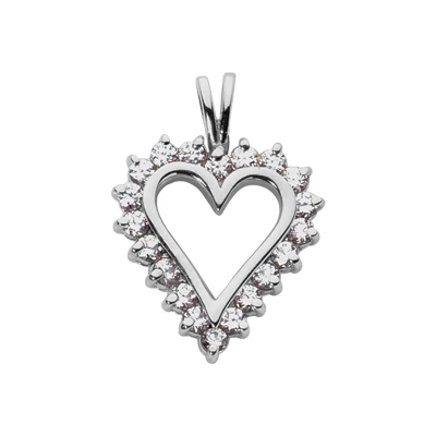 14K White Gold Round Diamond Heart Necklace 2ct 1 14K White Gold Round Diamond Heart Necklace 2ct