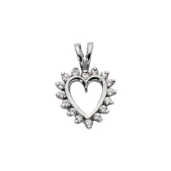 14K White Gold Diamond Heart V-Bale Pendant 0.24ct