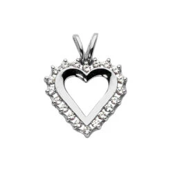 14K White Gold Round Diamond Heart Pendant 0.30ct