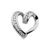 14K White Gold Curved Round Diamond Heart Pendant 0.48ct