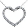 14K White Gold Round Diamond Heart Pendant 0.50ct 18mm