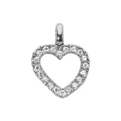 14K White Gold Round Diamonds Heart Pendant 0.50ct