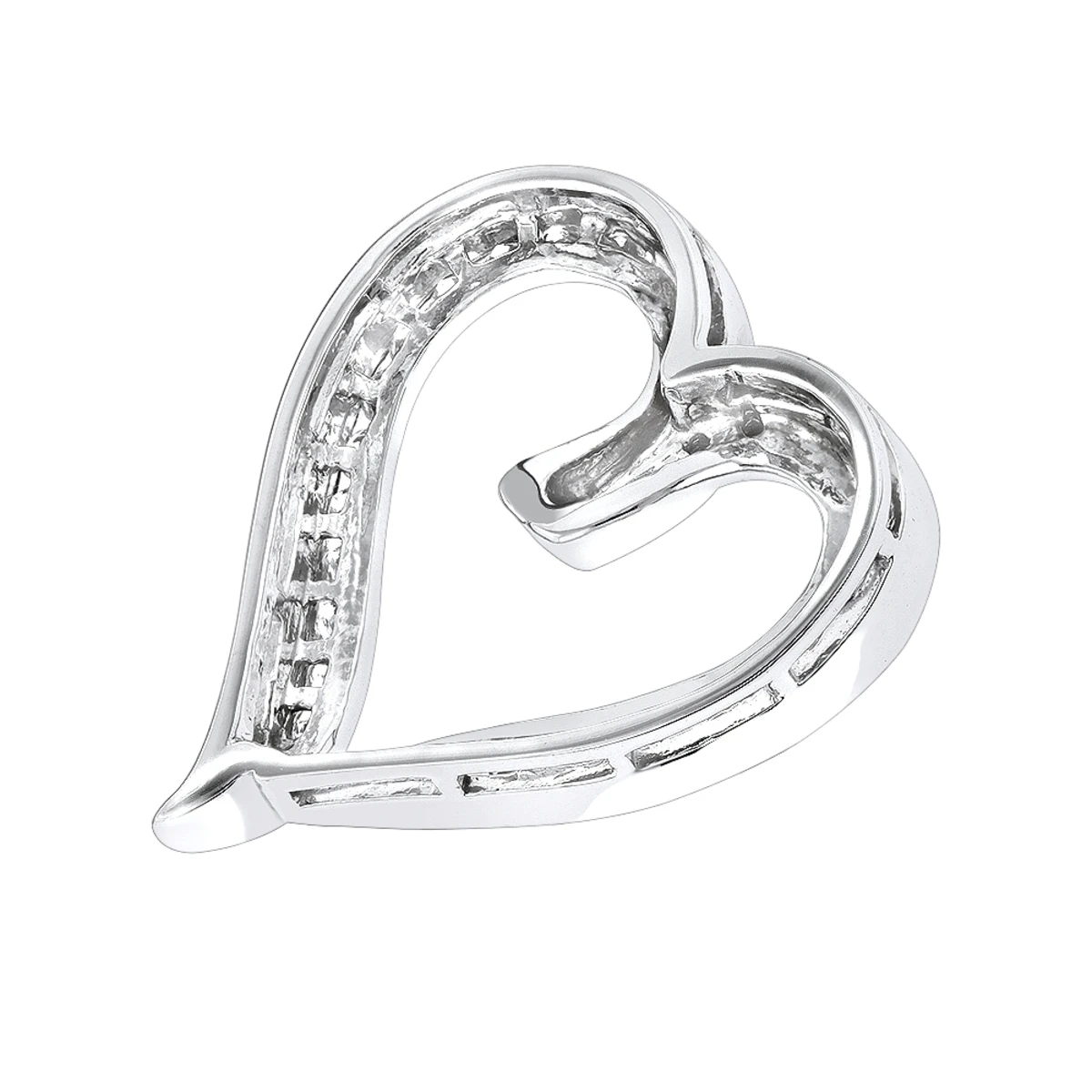 Round Diamonds Designer Heart Pendant 0.62ct 14K White Gold 4 Round Diamonds Designer Heart Pendant 0.62ct 14K White Gold - Image 4