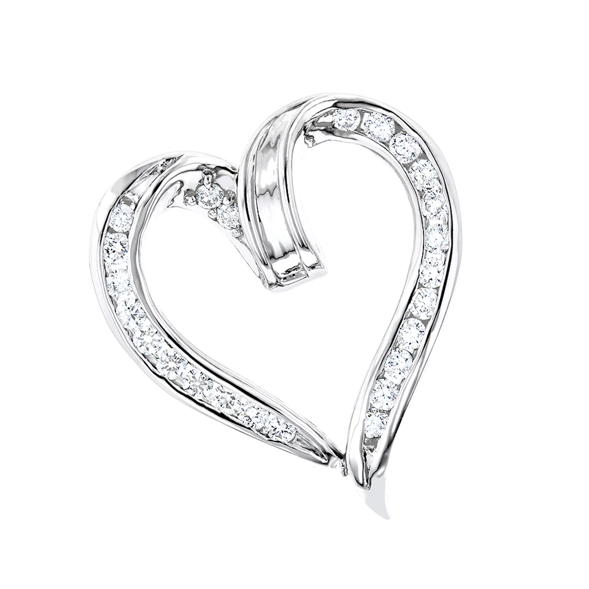 Round Diamonds Designer Heart Pendant 0.62ct 14K White Gold 1 Round Diamonds Designer Heart Pendant 0.62ct 14K White Gold