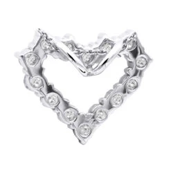 14K White Gold Round Diamond Open Heart Pendant 1.26ct Hidden Bail -Borcely Jewelry Sales 14k gold round diamond heart pendant 126ct p 27817 back white 20220410