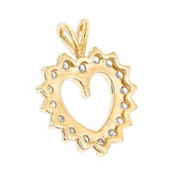 14K Yellow Gold Round Diamond Heart Pendant For Women 2.4ct Open Heart Design -Borcely Jewelry Sales 14k gold round diamond heart pendant 240ct p 27714 backye