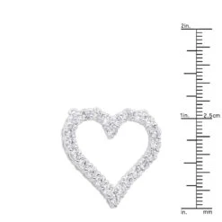 14K White Gold Round Diamond Heart Pendant 3.60ct 29mm -Borcely Jewelry Sales 14k gold round diamond heart pendant 360ct p 27692 rulerwh