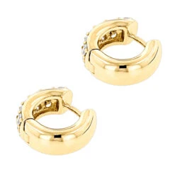 14K Yellow Gold Round Diamond Huggie Earrings Hoops 0.62ct -Borcely Jewelry Sales 14k gold round diamond huggie earrings hoops 062ct p 6034 backye