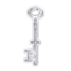 Small 14K White Gold Round Diamond Key Pendant For Women 0.25ct -Borcely Jewelry Sales 14k gold round diamond key pendant 025ct p 30616 backwh