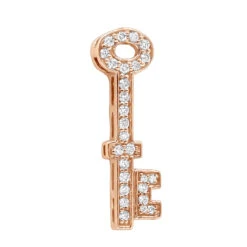 Small 14K White Gold Round Diamond Key Pendant For Women 0.25ct -Borcely Jewelry Sales 14k gold round diamond key pendant 025ct p 30616 ro