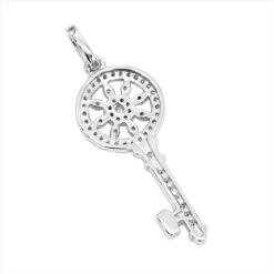 14K White Gold Round Diamond Key Pendant 0.33ct -Borcely Jewelry Sales 14k gold round diamond key pendant 033ct p 30607 backwh