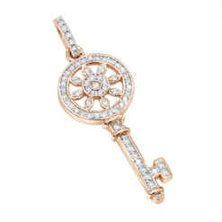 14K White Gold Round Diamond Key Pendant 0.33ct -Borcely Jewelry Sales 14k gold round diamond key pendant 033ct p 30607 ro