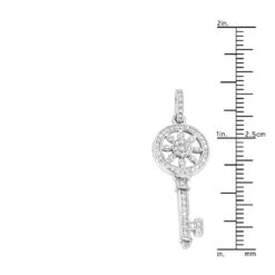 14K White Gold Round Diamond Key Pendant 0.33ct -Borcely Jewelry Sales 14k gold round diamond key pendant 033ct p 30607 rulerwh