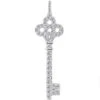 14K White Gold Round Diamond Key Pendant 0.91ct