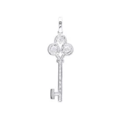 14K White Gold Round Diamond Key Pendant 1.57ct -Borcely Jewelry Sales 14k gold round diamond key pendant 157ct p 30603 backwh