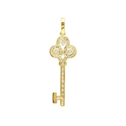 14K White Gold Round Diamond Key Pendant 1.57ct -Borcely Jewelry Sales 14k gold round diamond key pendant 157ct p 30603 backye