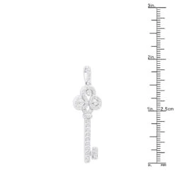 14K White Gold Round Diamond Key Pendant 1.57ct -Borcely Jewelry Sales 14k gold round diamond key pendant 157ct p 30603 rulerwh