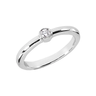 Thin 14K White Gold Round Diamond Ladies Ring 0.10ct 1 Thin 14K White Gold Round Diamond Ladies Ring 0.10ct