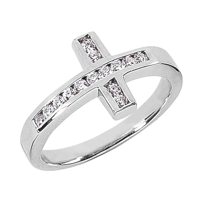 14K White Gold Round Diamond Ladies Ring 0.28ct 12.1mm 1 14K White Gold Round Diamond Ladies Ring 0.28ct 12.1mm