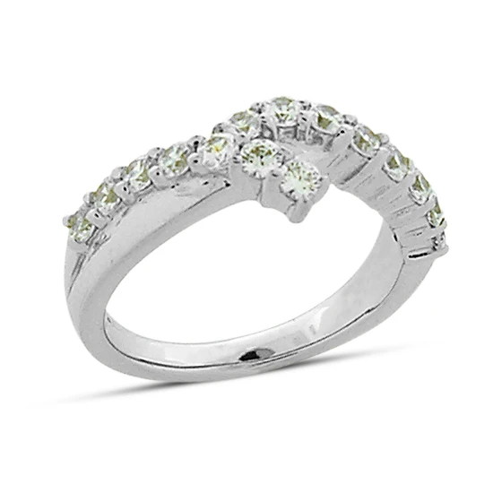 14K White Gold Round Diamond Ladies Ring 0.75ct 7.8mm 1 14K White Gold Round Diamond Ladies Ring 0.75ct 7.8mm