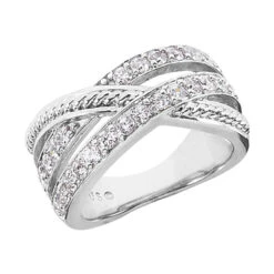 14K White Gold Round Diamond Ladies Ring 0.75ct 10.8mm