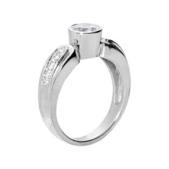 14K White Gold Round Diamond Ladies Ring 0.80ct 5.7mm -Borcely Jewelry Sales 14k gold round diamond ladies ring 080ct p 29626 back white