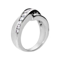 14K White Gold Round Diamond Ladies Ring 0.80ct 7.7mm -Borcely Jewelry Sales 14k gold round diamond ladies ring 080ct p 29630 back white