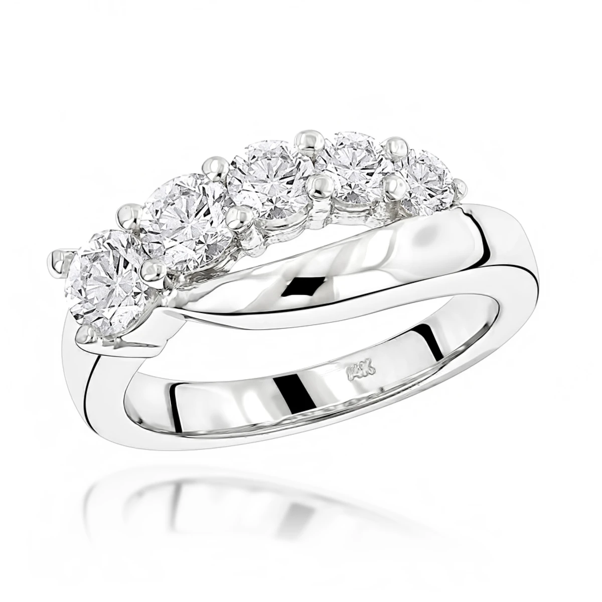 14K White Gold Round Diamond Ladies Ring 1.25ct 8.3mm 1 14K White Gold Round Diamond Ladies Ring 1.25ct 8.3mm