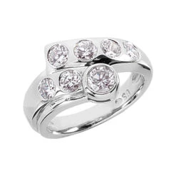 14K White Gold Round Diamond Ladies Ring 1.32ct 13.6mm