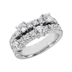 14K White Gold Round Diamond Ladies Ring 1.40ct 8.6mm