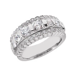 14K White Gold Round Diamond Ladies Ring 1.61ct 8.9mm