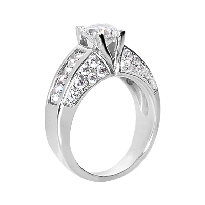 14K White Gold Round Diamond Ladies Ring 2.52ct 8.5mm 3 14K White Gold Round Diamond Ladies Ring 2.52ct 8.5mm - Image 3