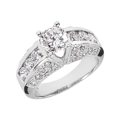 14K White Gold Round Diamond Ladies Ring 2.52ct 8.5mm 1 14K White Gold Round Diamond Ladies Ring 2.52ct 8.5mm