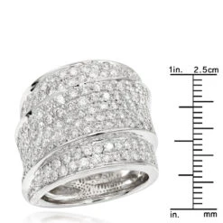 14K White Gold Diamond Ring For Women 3 Carat Luxurman Right Hand Ring -Borcely Jewelry Sales 14k gold round diamond ladies ring 290ct p 29507 rulerwh