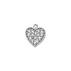 14K White Gold Round Diamond Pave Heart Pendant 0.22ct