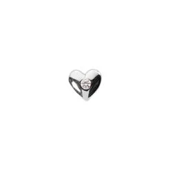 14K White Gold Round Diamond Puffed Heart Pendant 0.10ct
