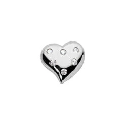 14K White Gold Round Diamond Puffed Heart Pendant 0.12ct