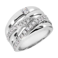14K White Gold Round Diamond Right Hand Ring 0.57ct
