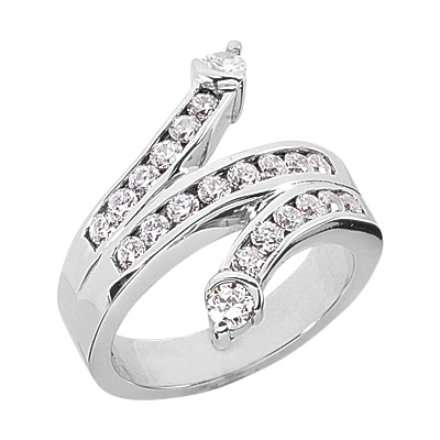 14K White Gold Round Diamond Right Hand Ring 0.90ct 1 14K White Gold Round Diamond Right Hand Ring 0.90ct