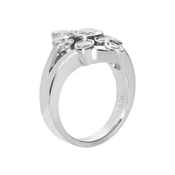14K White Gold Round Diamond Right Hand Ring 1.11ct -Borcely Jewelry Sales 14k gold round diamond right hand ring 111ct p 29734 back white