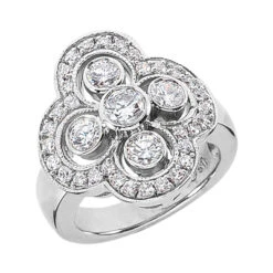 14K White Gold Round Diamond Right Hand Ring 1.33ct