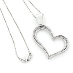 14K White Gold Round Pave Diamond Heart Pendant 0.5ct -Borcely Jewelry Sales 14k gold round pave diamond heart pendant 063ct p 6344 backwh