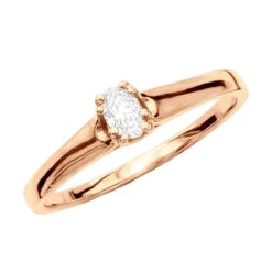 Affordable 14K Rose Gold Solitaire Engagement Ring 0.25ct 3.1mm